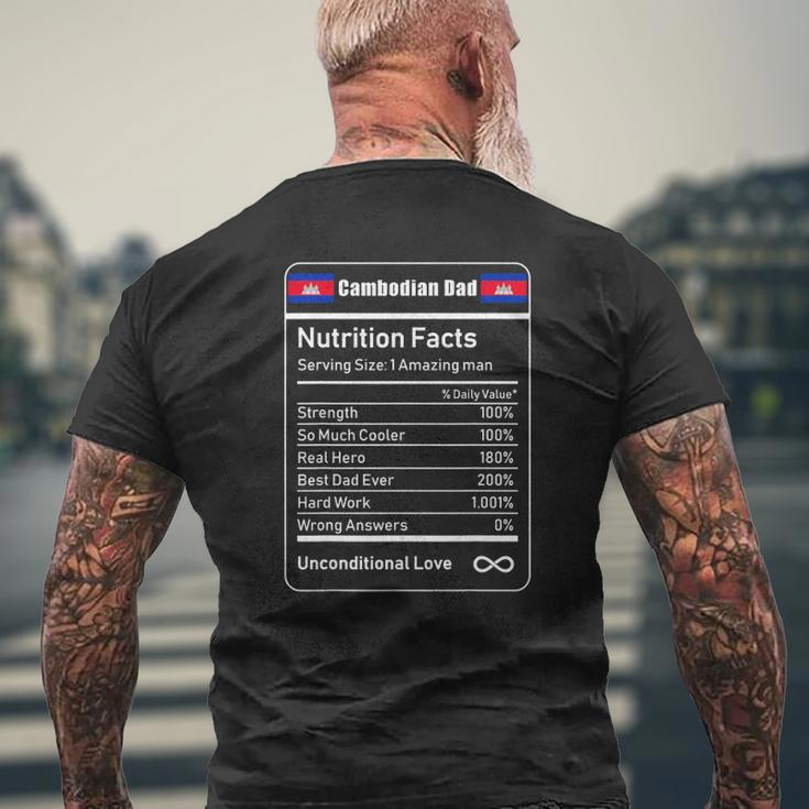 Cambodian Dad Nutrition Facts Father's Mens Back Print T-shirt Gifts for Old Men