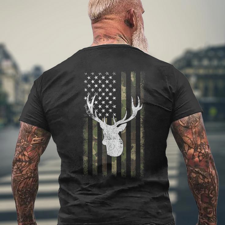 Camo Deer American Flag Graphic Hunting Men Dad Boys Men's T-shirt Back Print Gifts for Old Men