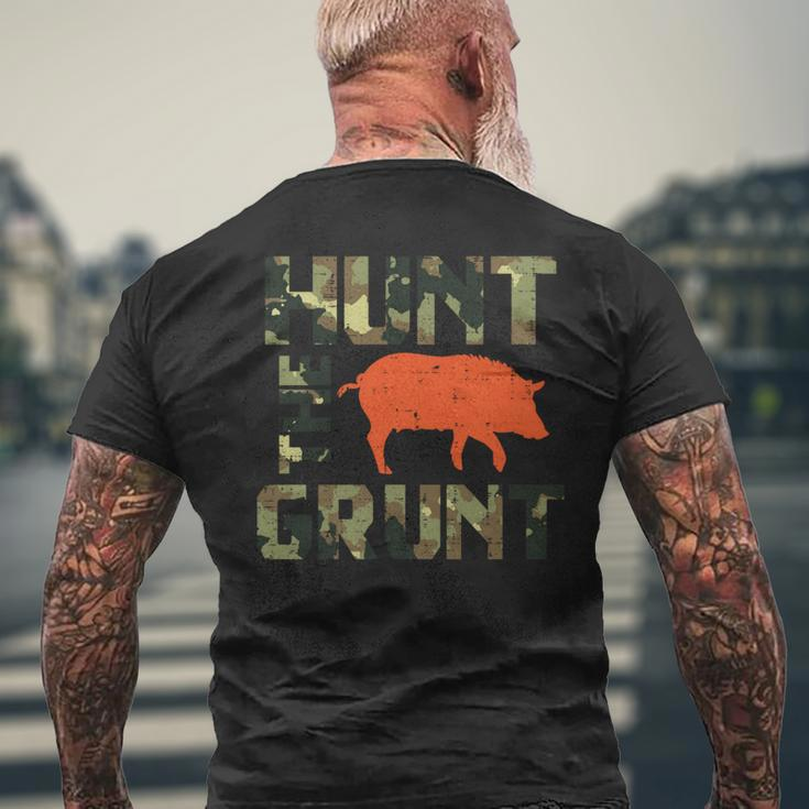Camo Hunt The Grunt Hog Vintage Wild Boar Hunting Hunt Dad Men's T-shirt Back Print Gifts for Old Men