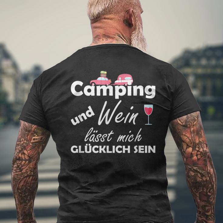 Camping Und Wein Lässt Mich Glücklich Sein T-Shirt mit Rückendruck Geschenke für alte Männer