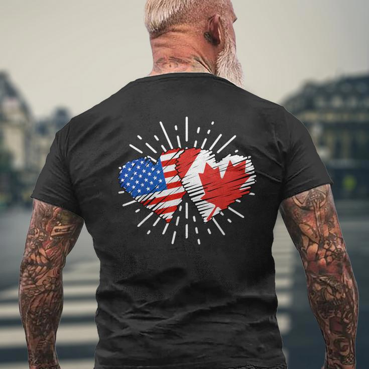Canada Usa Friendship Heart With Flags Matching Men's T-shirt Back Print Gifts for Old Men