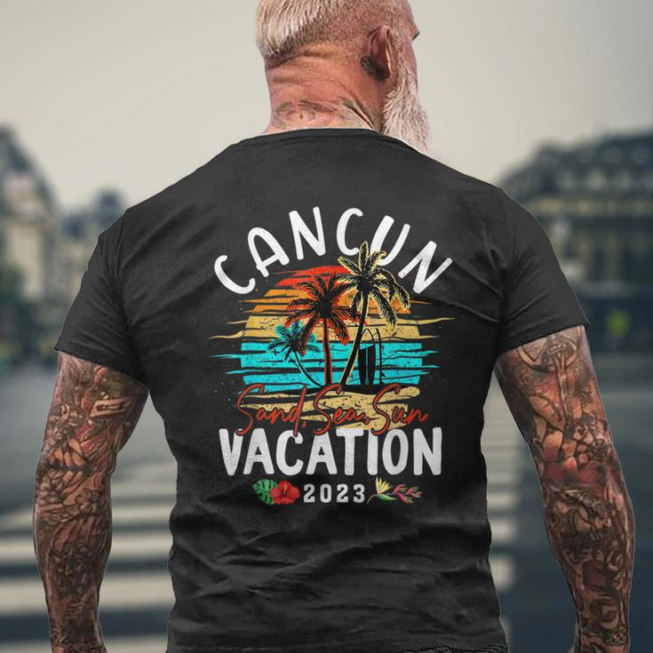 Cancun Mexico Vacation 2023 Matching Family Group Mens Back Print T-shirt Gifts for Old Men