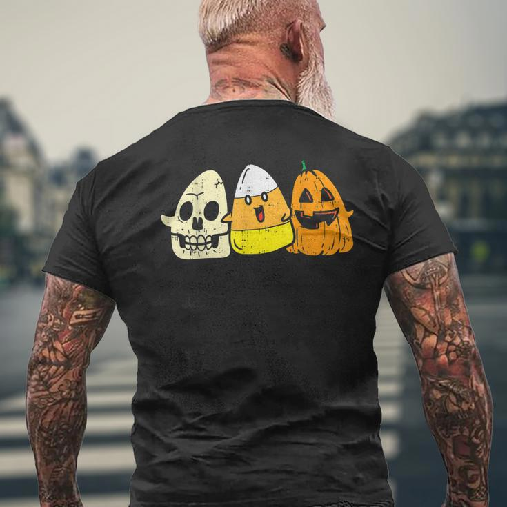Candy Corn Skeleton Skull Pumpkin Fun Halloween Costume Kids Mens Back Print T-shirt Gifts for Old Men
