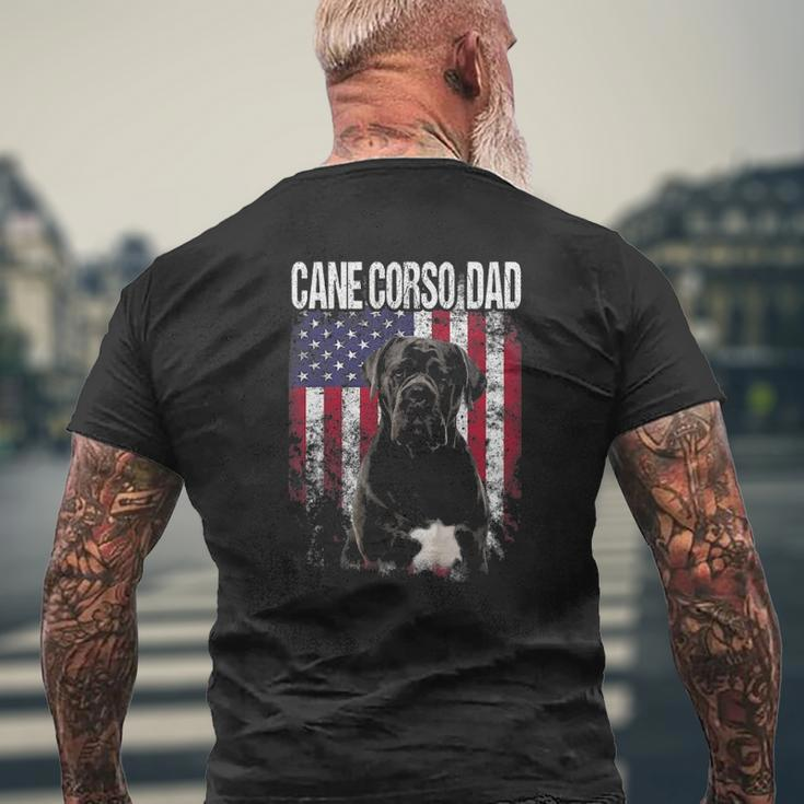 Cane Corso Dad With Proud American Flag Dog Lover Mens Back Print T-shirt Gifts for Old Men