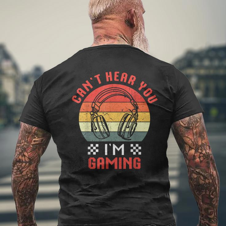 Can't Hear You I'm Gaming Humor Quote Vintage Sunset Men's T-shirt Back Print Gifts for Old Men