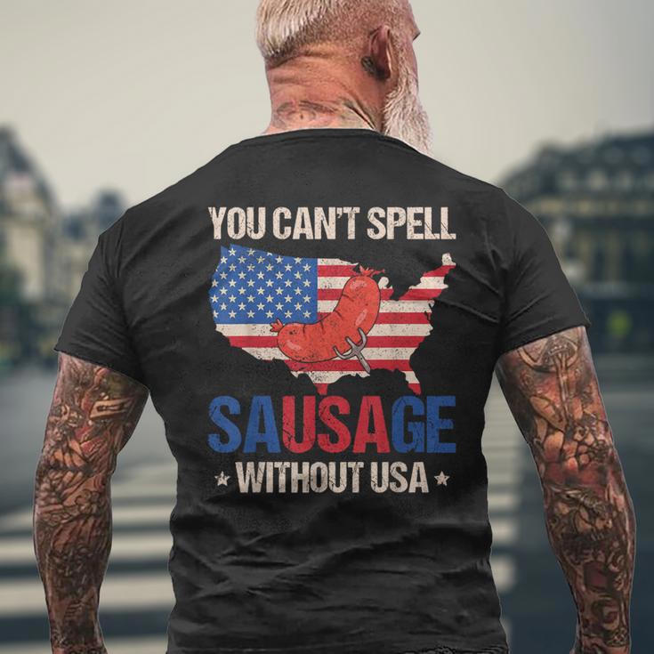 You Can't Spell Sausage Without Usa American Flag Patriotic Men's T-shirt Back Print Gifts for Old Men