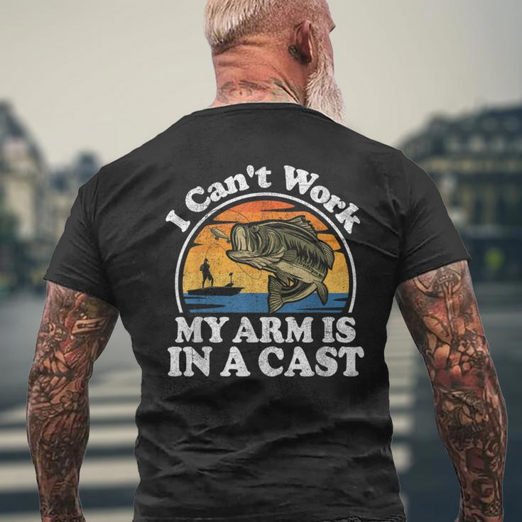 I Cant Work My Arm Is In A Cast Bass Fishing Dad Men's T-shirt Back Print Gifts for Old Men
