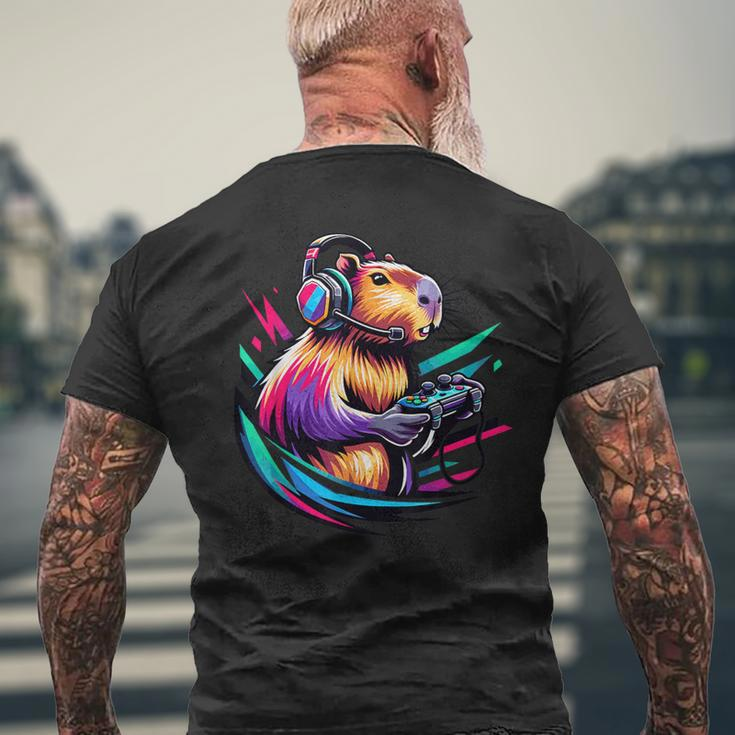 Capybara Capybara Rodent & Video Games Lover Men's T-shirt Back Print Gifts for Old Men