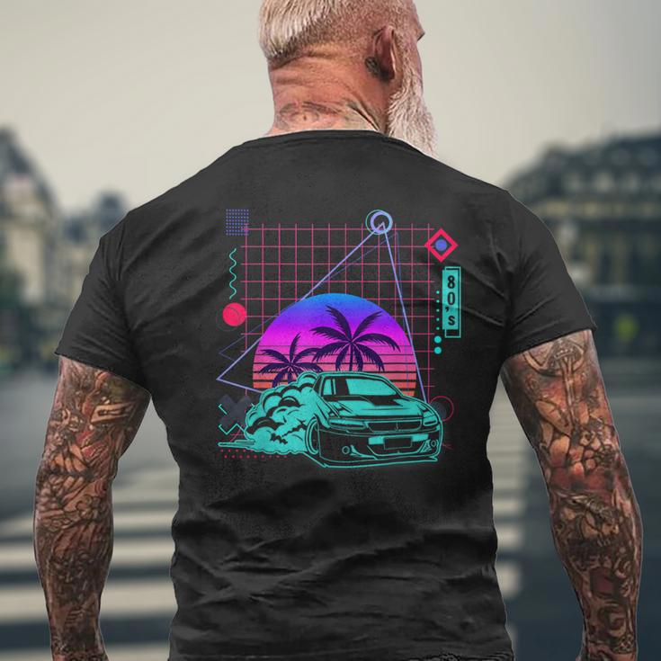 Car Drifting Aesthetic Vaporwave 80S Style Cars Lover Men's T-shirt Back Print Gifts for Old Men