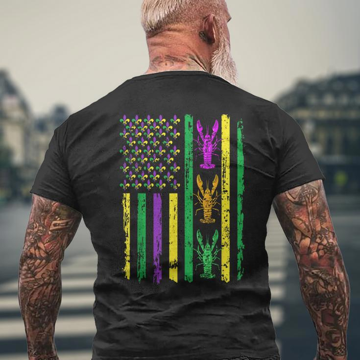 Carnival Mardi Gras Usa American Flag Crawfish Parade Outfit Men's T-shirt Back Print Gifts for Old Men