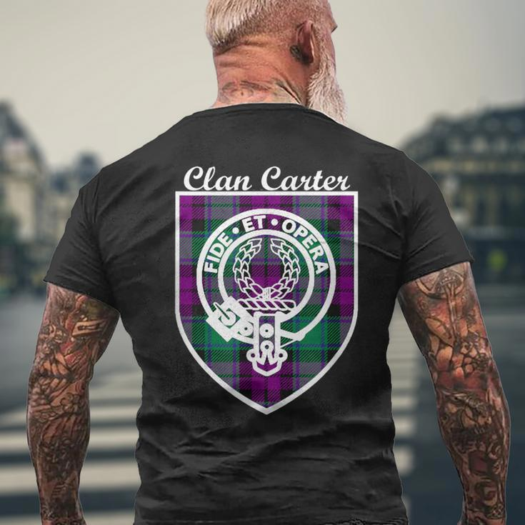 Carter Surname Last Name Scottish Clan Tartan Badge Crest Men's T-shirt Back Print Gifts for Old Men
