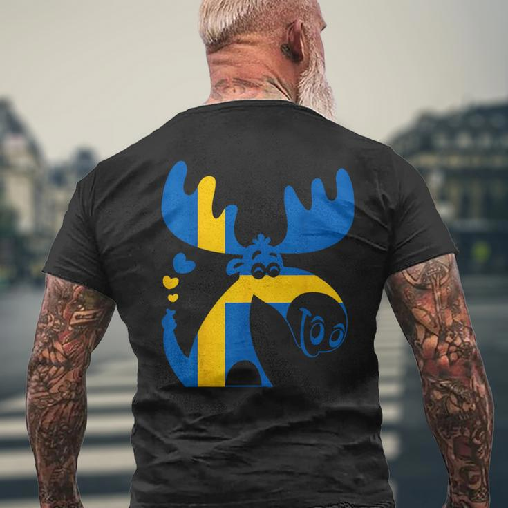 Cartoon Elch Kurzärmliges Herren-T-Kurzärmliges Herren-T-Shirt im skandinavischen Stil, Schwarz Geschenke für alte Männer