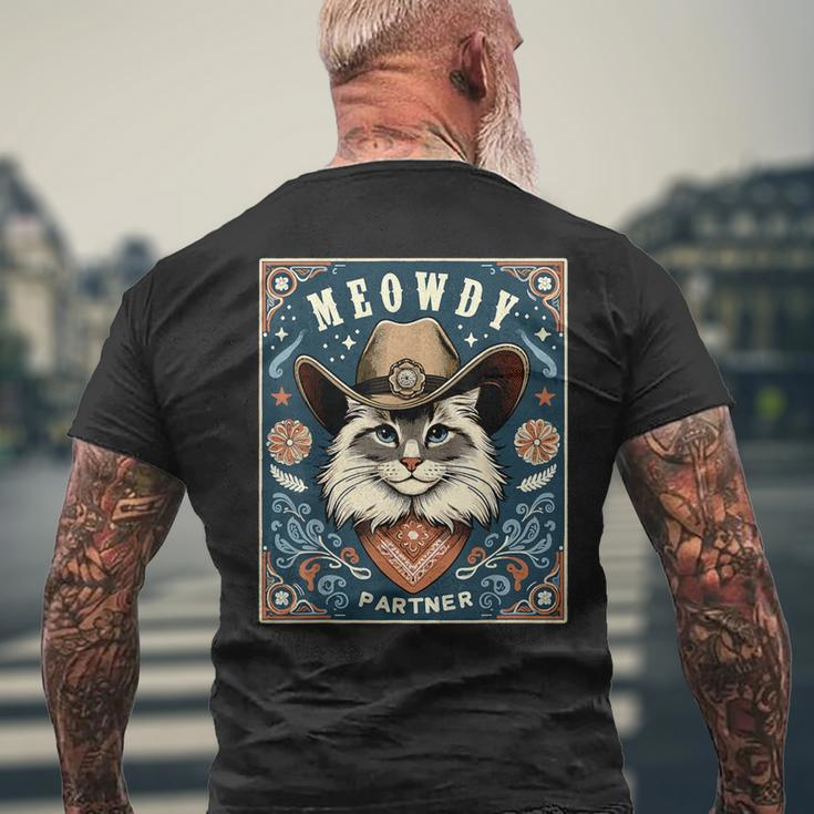 Cat Cowboy Mashup Meowdy Partner Poster Western Men's T-shirt Back Print Gifts for Old Men