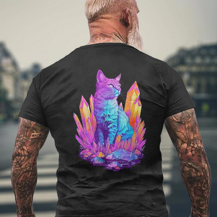 Cat With Crystals Men's T-shirt Back Print Gifts for Old Men