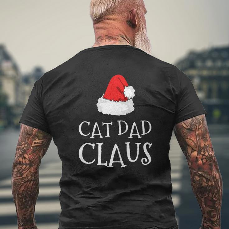 Cat Dad Claus Christmas Hat Family Group Matching Pajama Mens Back Print T-shirt Gifts for Old Men