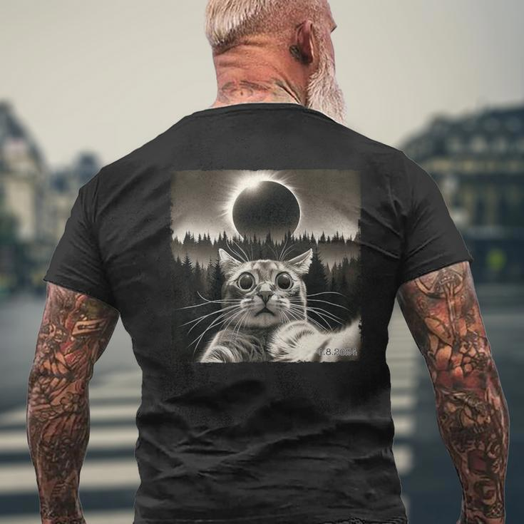 Cat Glasses Taking A Selfie With Solar 2024 Eclipse Men's T-shirt Back Print Gifts for Old Men