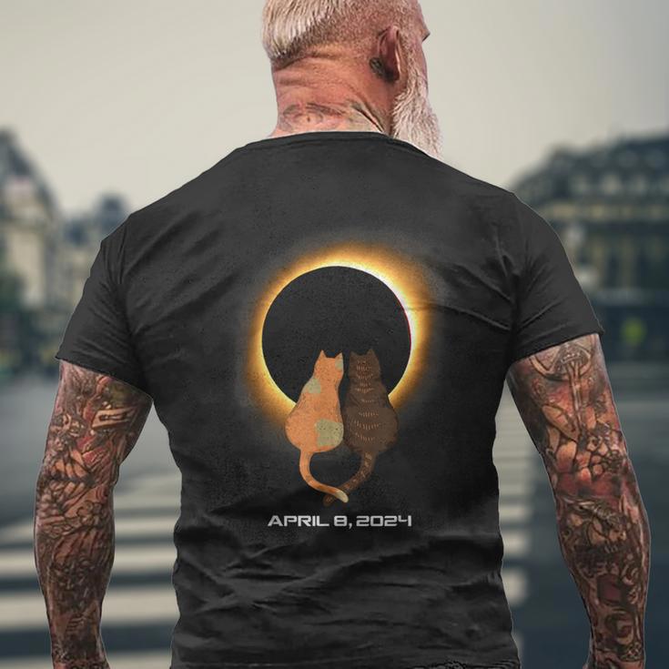 Cat Solar Eclipse 2024 Totality Men's T-shirt Back Print Gifts for Old Men