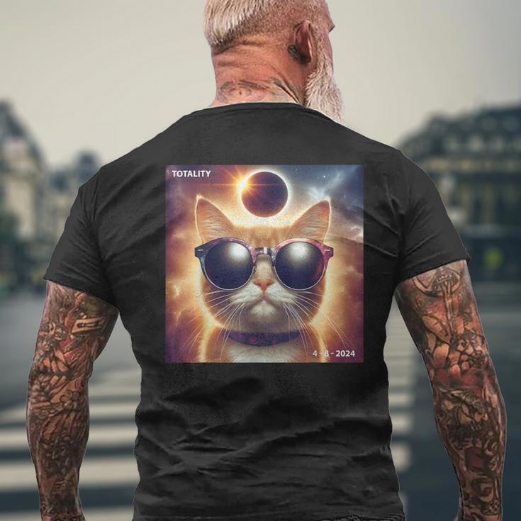 Cat Taking A Selfie With Solar 2024 Eclipse Wearing Glasses Men's T-shirt Back Print Gifts for Old Men