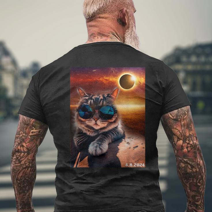 Cat Taking A Selfie With Solar Eclipse 2024 Wearing Glasses Men's T-shirt Back Print Gifts for Old Men