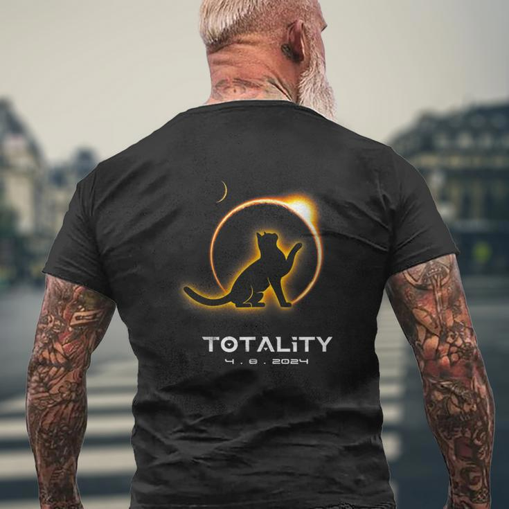 Cat Totality 4082024 Total Solar Eclipse 2024 Men's T-shirt Back Print Gifts for Old Men