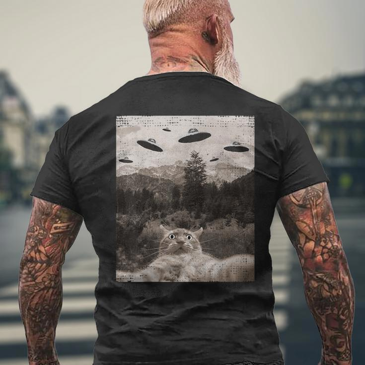 Cat Ufo Meme Cat Selfie With Ufos Men's T-shirt Back Print Gifts for Old Men