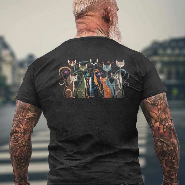 Cat Vintage Retro Mid-Century Modern Look Cats 50S 60S Style Men's T-shirt Back Print Gifts for Old Men