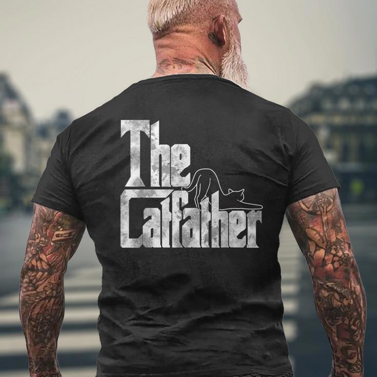 The Catfather Black Cat Father Mafia Whiskers Male Daddy Men's T-shirt Back Print Gifts for Old Men