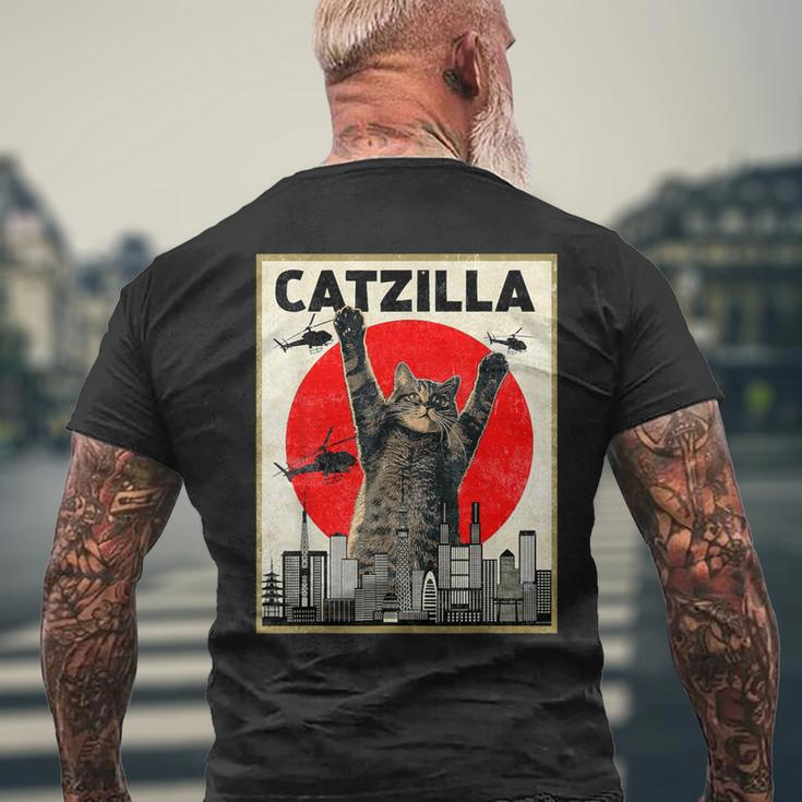Catzilla Anime Lover Kawaii Animals Japanese Style Movies Men's T-shirt Back Print Gifts for Old Men