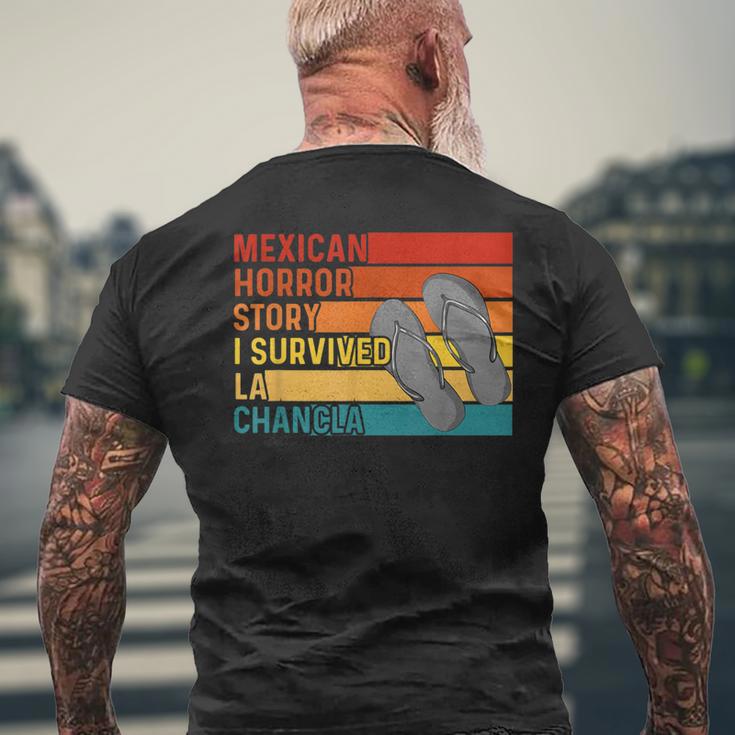 Chancla Survivor Spanish Joke Mexican Meme Saying Men's T-shirt Back Print Gifts for Old Men