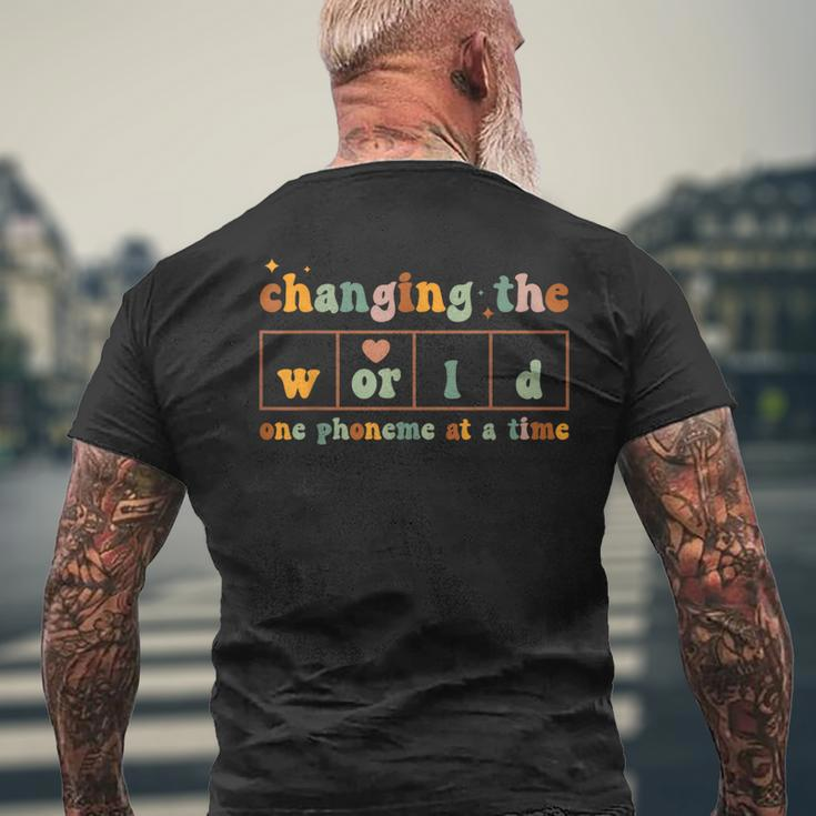 Changing The World One Phoneme At A Time Dyslexia Teacher Men's T-shirt Back Print Gifts for Old Men