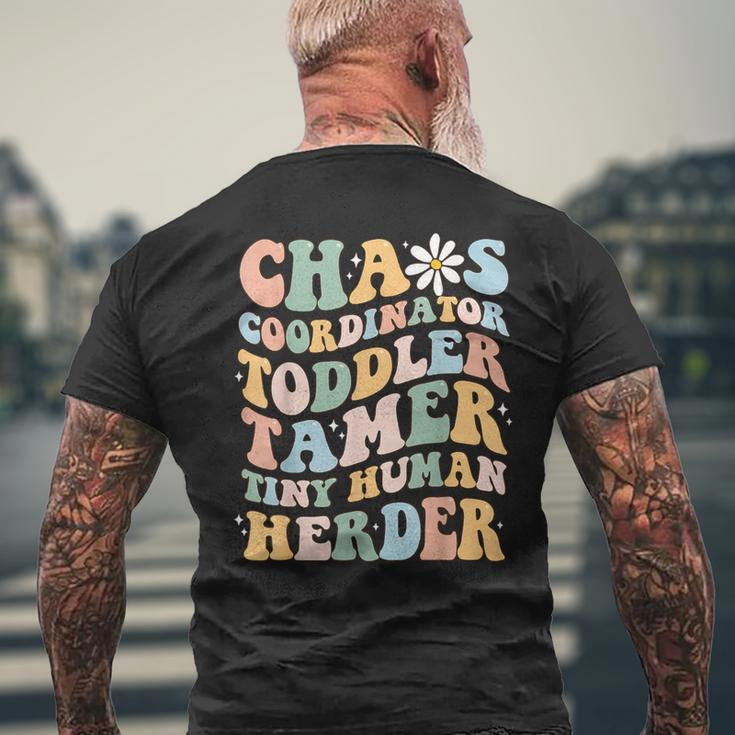 Chaos Coordinator Toddler Tamer Tiny Human Herder Daycare Men's T-shirt Back Print Gifts for Old Men