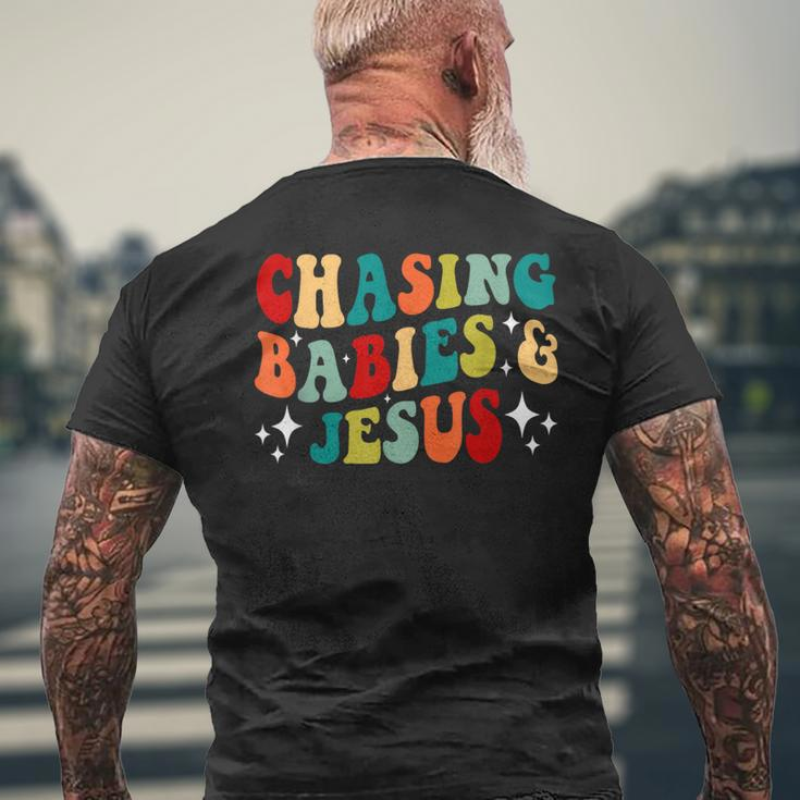 Chasing Babies And Jesus Chasing Babies & Jesus Christian Men's T-shirt Back Print Gifts for Old Men
