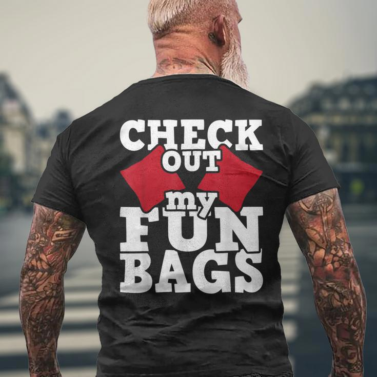 Check Out My Funbags Cornhole Player Bean Bag Game Men's T-shirt Back Print Gifts for Old Men