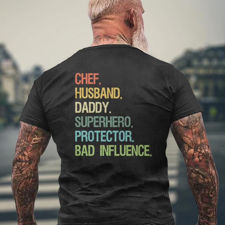 Chef Husband Daddy Superhero Protector Dad Mens Back Print T-shirt Gifts for Old Men