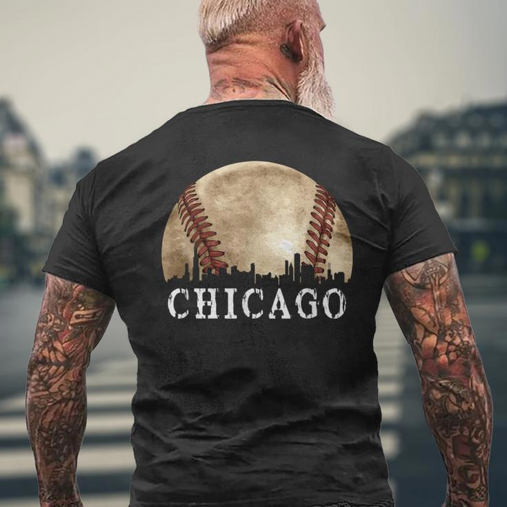 Chicago Skyline City Vintage Baseball Lover Men's T-shirt Back Print Gifts for Old Men