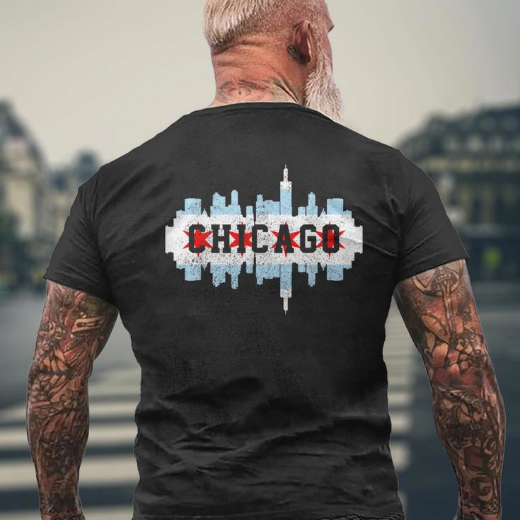 Chicago Skyline Flag City Illinois Souvenir Men's T-shirt Back Print Gifts for Old Men