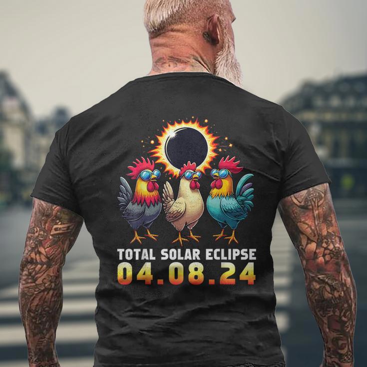 Chicken With Sunglasses Watching Total Solar Eclipse 2024 Men's T-shirt Back Print Gifts for Old Men