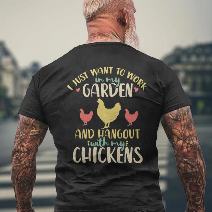Chickens Garden Gardening Chicken Lover Hen Men's T-shirt Back Print Gifts for Old Men