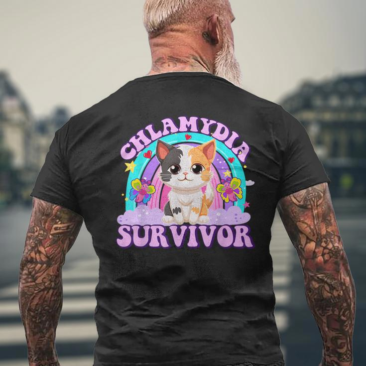 Chlamydia Survivor Cat Meme For Adult Humor Men's T-shirt Back Print Gifts for Old Men