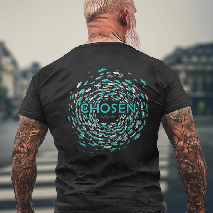 Chosen Jesus' Miracle Of The Fish In Bible Against Current Men's T-shirt Back Print Gifts for Old Men