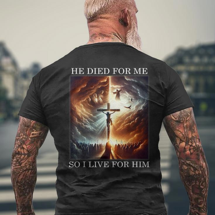 Christian Bible Verse Jesus Died For Me Good Friday Men's T-shirt Back Print Gifts for Old Men
