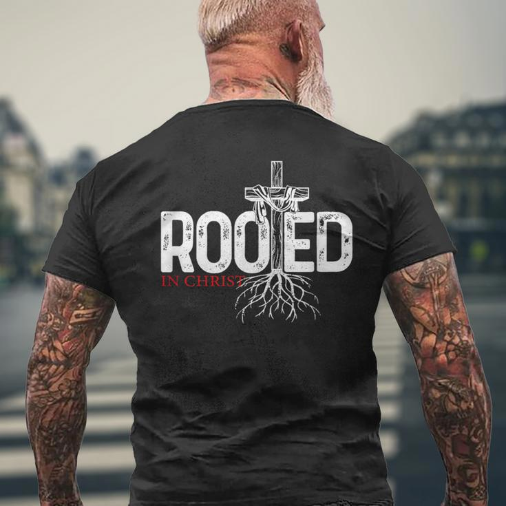 Christian Christ Jesus Rooted Men's T-shirt Back Print Gifts for Old Men