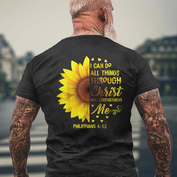 Christian I Can Do All Things Through Christ Bible Sunflower Men's T-shirt Back Print Gifts for Old Men