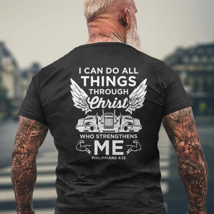 Christian Trucker Do All Things Truck Driver Mens Back Print T-shirt Gifts for Old Men