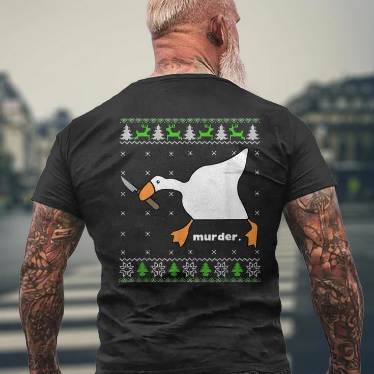 Christmas Goose Murder Ugly Sweater Mens Back Print T-shirt Gifts for Old Men