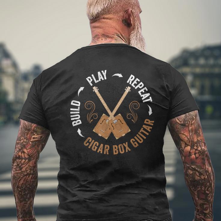 Cigar Box Guitar Enthusiast Kurzärmliges Herren-T-Kurzärmliges Herren-T-Shirt Spielen, Trinken, Wiederholen für Musikfans Geschenke für alte Männer