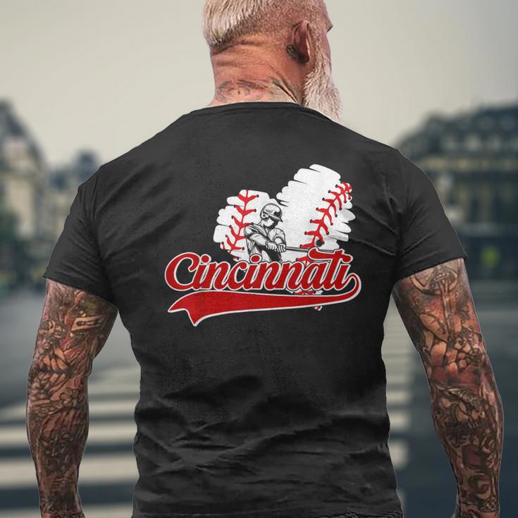 Cincinnati Cities Baseball Heart Baseball Fans Women Men's T-shirt Back Print Gifts for Old Men