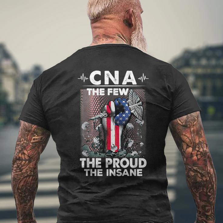 Cna Emt The Few The Proud The Insane Usa American Flag Mens Back Print T-shirt Gifts for Old Men
