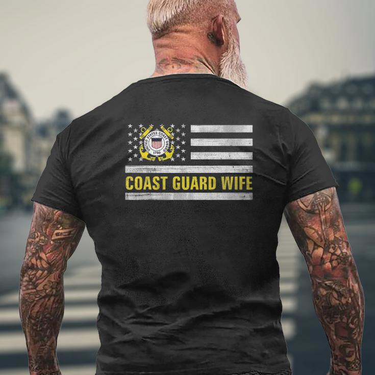 Coast Guard Wife With American Flag For Veteran Day Mens Back Print T-shirt Gifts for Old Men