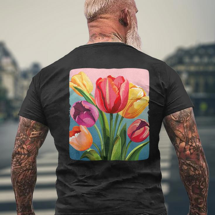 Colorful Tulip Costume Men's T-shirt Back Print Gifts for Old Men